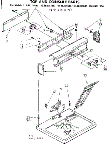 Top And Console Parts parts for Kenmore Dryer 110.86371400 (11086371400, 110 86371400) from AppliancePartsPros.com
