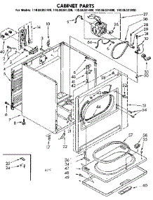 Cabinet Parts parts for Kenmore Dryer 110.86381600 (11086381600, 110 86381600) from AppliancePartsPros.com