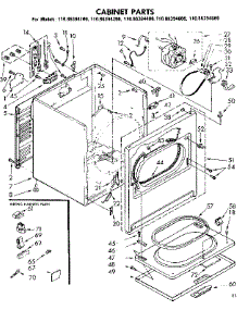 Cabinet Parts parts for Kenmore Dryer 110.86394400 (11086394400, 110 86394400) from AppliancePartsPros.com