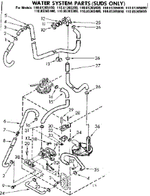 Water System Parts Suds Only parts for Kenmore Washer 110.81365800 (11081365800, 110 81365800) from AppliancePartsPros.com