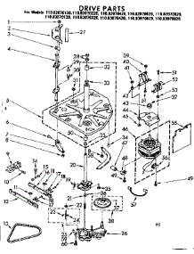Drive Parts parts for Kenmore Washer 110.82070220 (11082070220, 110 82070220) from AppliancePartsPros.com