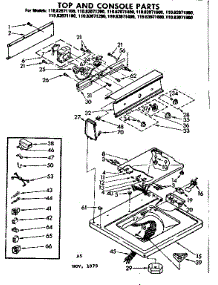 Top And Console Parts parts for Kenmore Washer 110.82071600 (11082071600, 110 82071600) from AppliancePartsPros.com