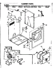 Cabinet Parts parts for Kenmore Dryer 110.88416710 (11088416710, 110 88416710) from AppliancePartsPros.com