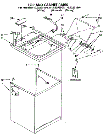 Top And Cabinet parts for Kenmore Washer 110.92293100 (11092293100, 110 92293100) from AppliancePartsPros.com
