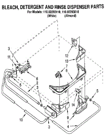 Bleach, Detergent And Rinse Dispenser parts for Kenmore Washer 110.92293110 (11092293110, 110 92293110) from AppliancePartsPros.com