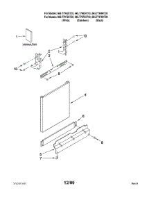 Door And Panel Parts parts for Kenmore Dishwasher 665.77973K703 (66577973K703, 665 77973K703) from AppliancePartsPros.com