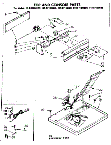 Top And Console Parts parts for Sears Dryer 11087180600 from AppliancePartsPros.com
