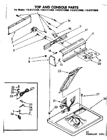 Top And Console Parts parts for Kenmore Dryer 110.87273100 (11087273100, 110 87273100) from AppliancePartsPros.com