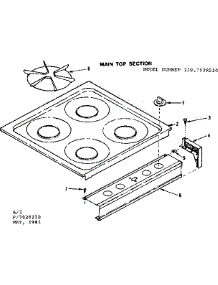 Main Top Section parts for Kenmore Range 119.7028210 (1197028210, 119 7028210) from AppliancePartsPros.com