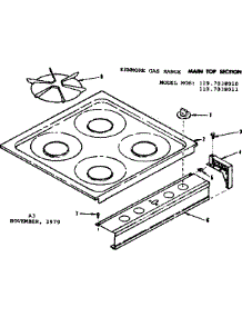 Main Top Section parts for Kenmore Range 119.7038011 (1197038011, 119 7038011) from AppliancePartsPros.com