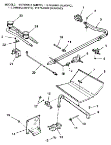Oven And Top Burners parts for Kenmore Range 119.7038813 (1197038813, 119 7038813) from AppliancePartsPros.com