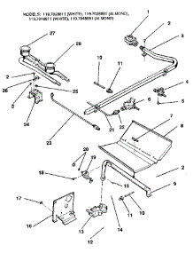 Oven And Top Burners parts for Kenmore Range 119.7038882 (1197038882, 119 7038882) from AppliancePartsPros.com