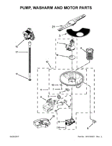 Pump, Washarm And Motor Parts parts for Kenmore Dishwasher 221.4523N611 (2214523N611, 221 4523N611) from AppliancePartsPros.com