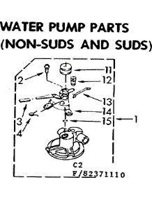Water Pump Parts Non-Suds And Suds parts for Kenmore Washer 110.82371410 (11082371410, 110 82371410) from AppliancePartsPros.com