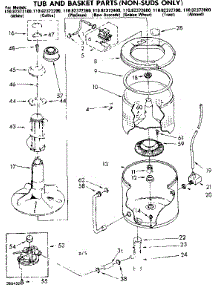 Tub And Basket Parts Non-Suds Only parts for Kenmore Washer 110.82372200 (11082372200, 110 82372200) from AppliancePartsPros.com