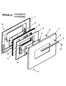 Oven Door parts for Kenmore Range 119.9038813 (1199038813, 119 9038813) from AppliancePartsPros.com