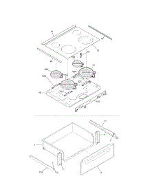 Top / Drawer parts for Kenmore Range 790.46591504 (79046591504, 790 46591504) from AppliancePartsPros.com