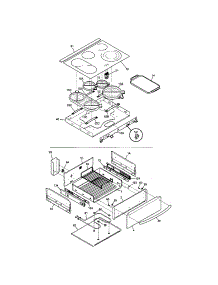 Top / Drawer parts for Kenmore Range 790.46619503 (79046619503, 790 46619503) from AppliancePartsPros.com