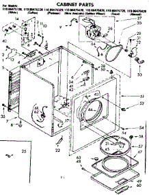 Cabinet Parts parts for Kenmore Dryer 110.86475620 (11086475620, 110 86475620) from AppliancePartsPros.com