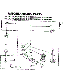Miscellaneous Parts parts for Kenmore Washer 110.83263110 (11083263110, 110 83263110) from AppliancePartsPros.com