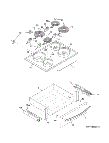 Top / Drawer parts for Kenmore Range 790.42523315 (79042523315, 790 42523315) from AppliancePartsPros.com