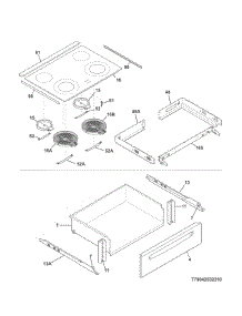 Top / Drawer parts for Kenmore Range 790.42531312 (79042531312, 790 42531312) from AppliancePartsPros.com
