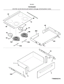 Top / Drawer parts for Kenmore Range 790.42532311 (79042532311, 790 42532311) from AppliancePartsPros.com