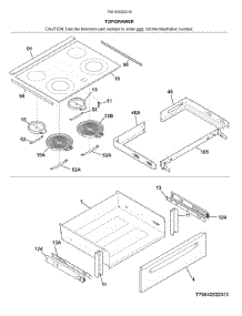 Top / Drawer parts for Kenmore Electric Range 790.42532318 (79042532318, 790 42532318) from AppliancePartsPros.com