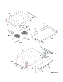Top / Drawer parts for Kenmore Range 790.42533315 (79042533315, 790 42533315) from AppliancePartsPros.com