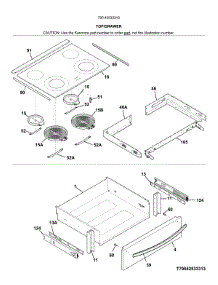 Top / Drawer parts for Kenmore Range 790.42533318 (79042533318, 790 42533318) from AppliancePartsPros.com