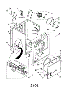 Cabinet parts for Kenmore Dryer 110.70884991 (11070884991, 110 70884991) from AppliancePartsPros.com