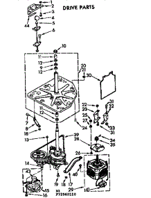 Drive Parts parts for Kenmore Washer 110.73960210 (11073960210, 110 73960210) from AppliancePartsPros.com