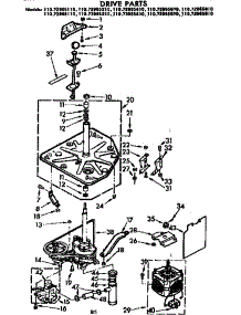 Drive Parts parts for Kenmore Washer 110.73965610 (11073965610, 110 73965610) from AppliancePartsPros.com