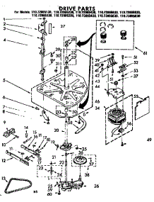 Drive Parts parts for Kenmore Washer 110.73965630 (11073965630, 110 73965630) from AppliancePartsPros.com