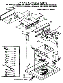 Top And Console Parts parts for Kenmore Washer 110.73965630 (11073965630, 110 73965630) from AppliancePartsPros.com