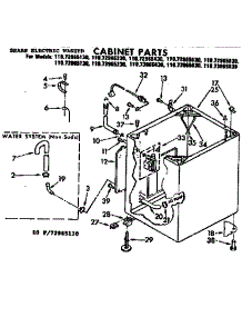 Cabinet Parts parts for Kenmore Washer 110.73965830 (11073965830, 110 73965830) from AppliancePartsPros.com
