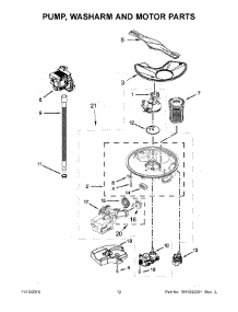 Pump, Washarm And Motor Parts parts for Kenmore Dishwasher 665.13222N413 (66513222N413, 665 13222N413) from AppliancePartsPros.com