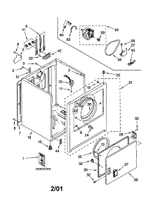 Cabinet parts for Kenmore Dryer 110.62212100 (11062212100, 110 62212100) from AppliancePartsPros.com