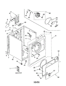 Cabinet parts for Kenmore Dryer 110.62512101 (11062512101, 110 62512101) from AppliancePartsPros.com