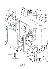 Cabinet parts for Kenmore Dryer 110.62884100 (11062884100, 110 62884100) from AppliancePartsPros.com