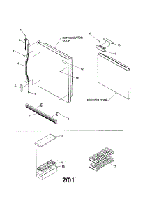 Door Handles / Accessories parts for Kenmore Refrigerator 596.61874100 (59661874100, 596 61874100) from AppliancePartsPros.com