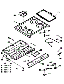 Main Top Section parts for Kenmore Range 103.7857160 (1037857160, 103 7857160) from AppliancePartsPros.com