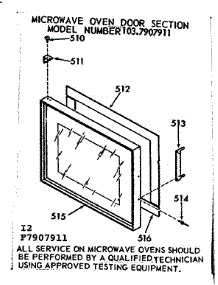 Microwave Oven Door Section parts for Kenmore Range 103.7907911 (1037907911, 103 7907911) from AppliancePartsPros.com
