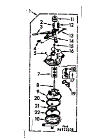 Pump Assembly parts for Kenmore Washer 110.6733108 (1106733108, 110 6733108) from AppliancePartsPros.com