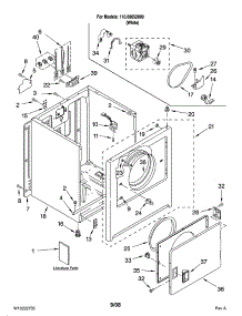 Cabinet Parts parts for Kenmore Dryer 110.69652800 (11069652800, 110 69652800) from AppliancePartsPros.com