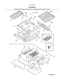 Top / Drawer parts for Kenmore Range 790.32363416 (79032363416, 790 32363416) from AppliancePartsPros.com