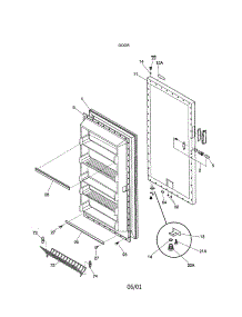 Door parts for Kenmore Freezer 253.21721100 (25321721100, 253 21721100) from AppliancePartsPros.com
