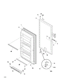 Door parts for Kenmore Freezer 253.21721101 (25321721101, 253 21721101) from AppliancePartsPros.com
