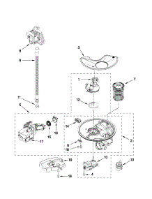 Pump And Motor Parts parts for Kenmore Dishwasher 665.13363K112 (66513363K112, 665 13363K112) from AppliancePartsPros.com