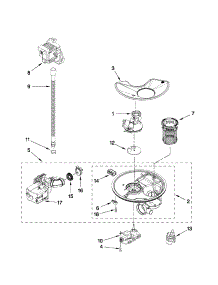 Pump And Motor Parts parts for Kenmore Dishwasher 665.13369K110 (66513369K110, 665 13369K110) from AppliancePartsPros.com